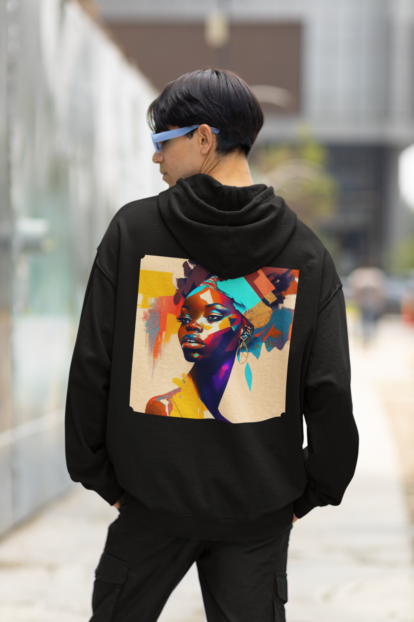African Beau - Back Print - Unisex Black Hoodie