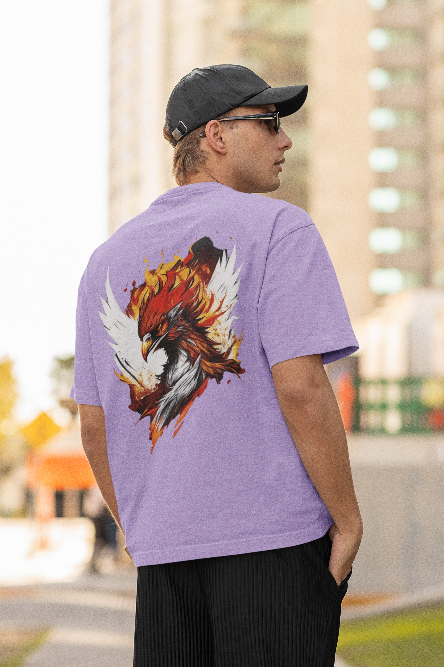 Fire Hawk - Men's Over-Sized T-shirt (Back Print)