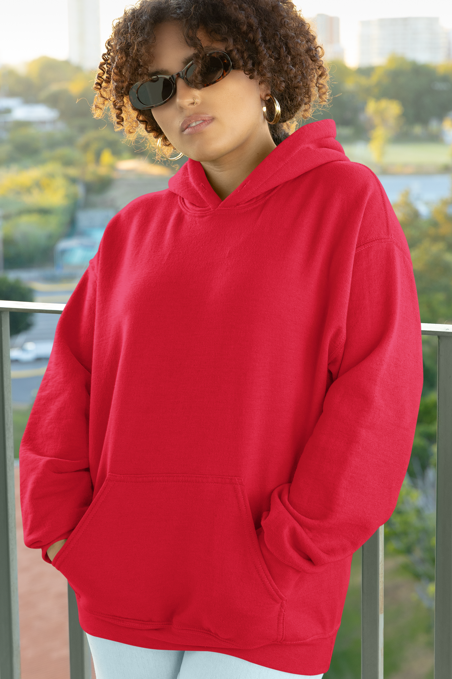 Unisex Red Plain Hoodie