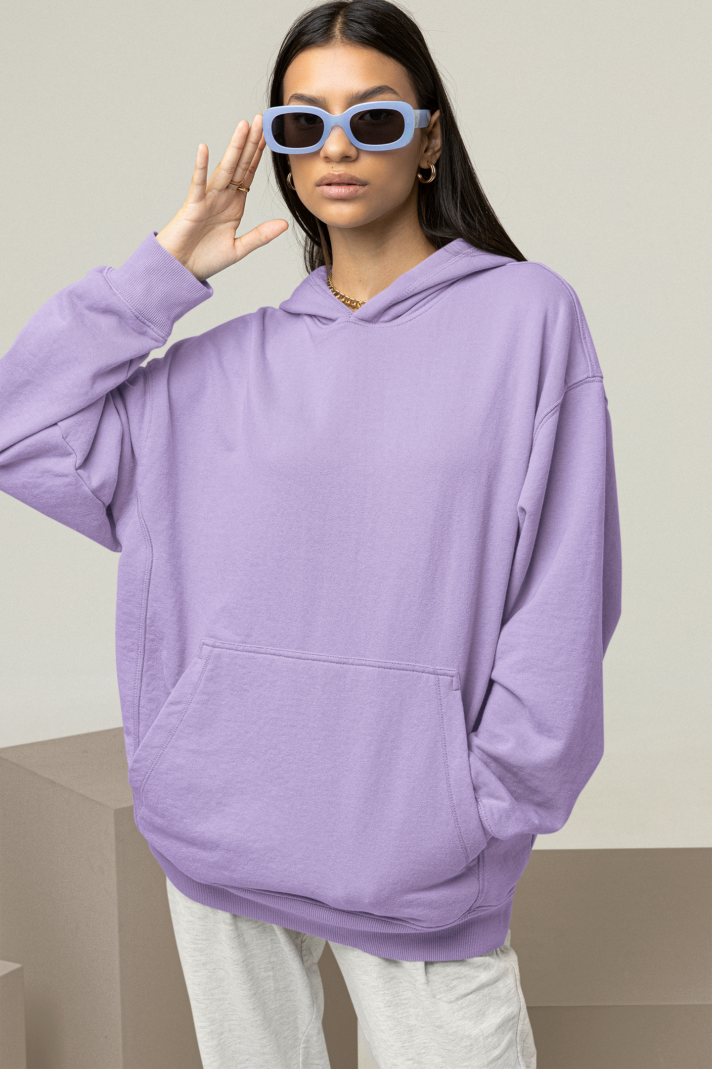 Unisex Iris Lavender Plain Hoodie