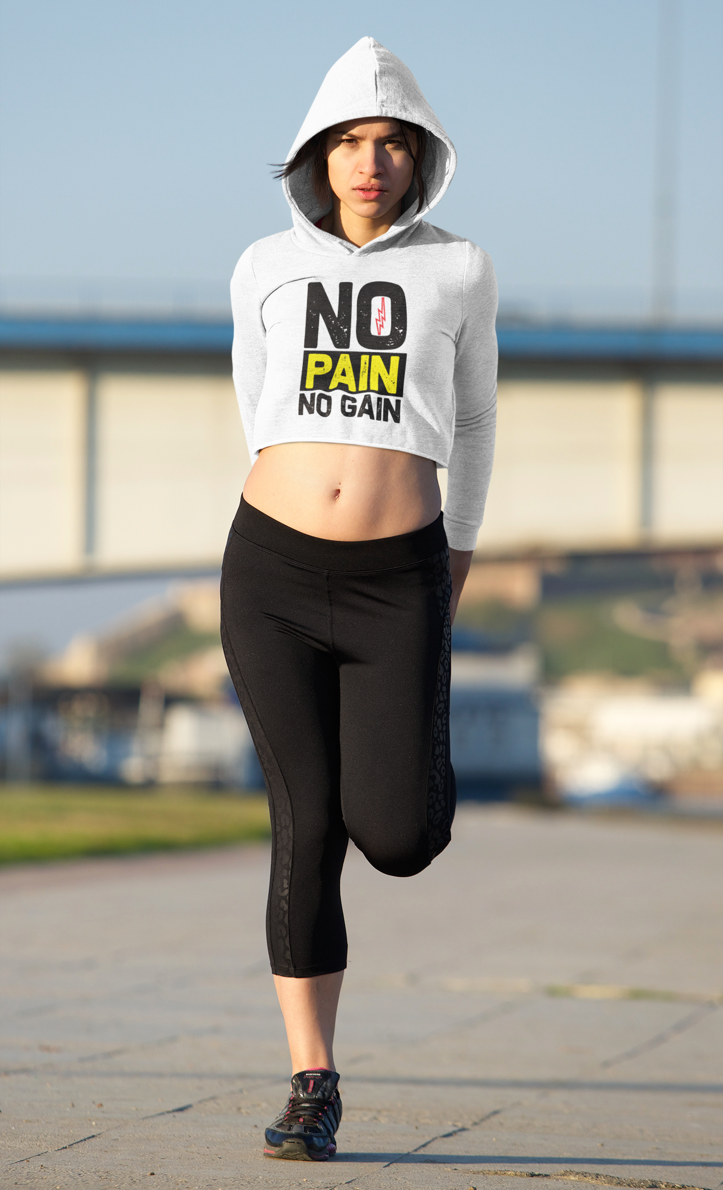 TNH - Women's Crop Hoodie - No Pain No Gain