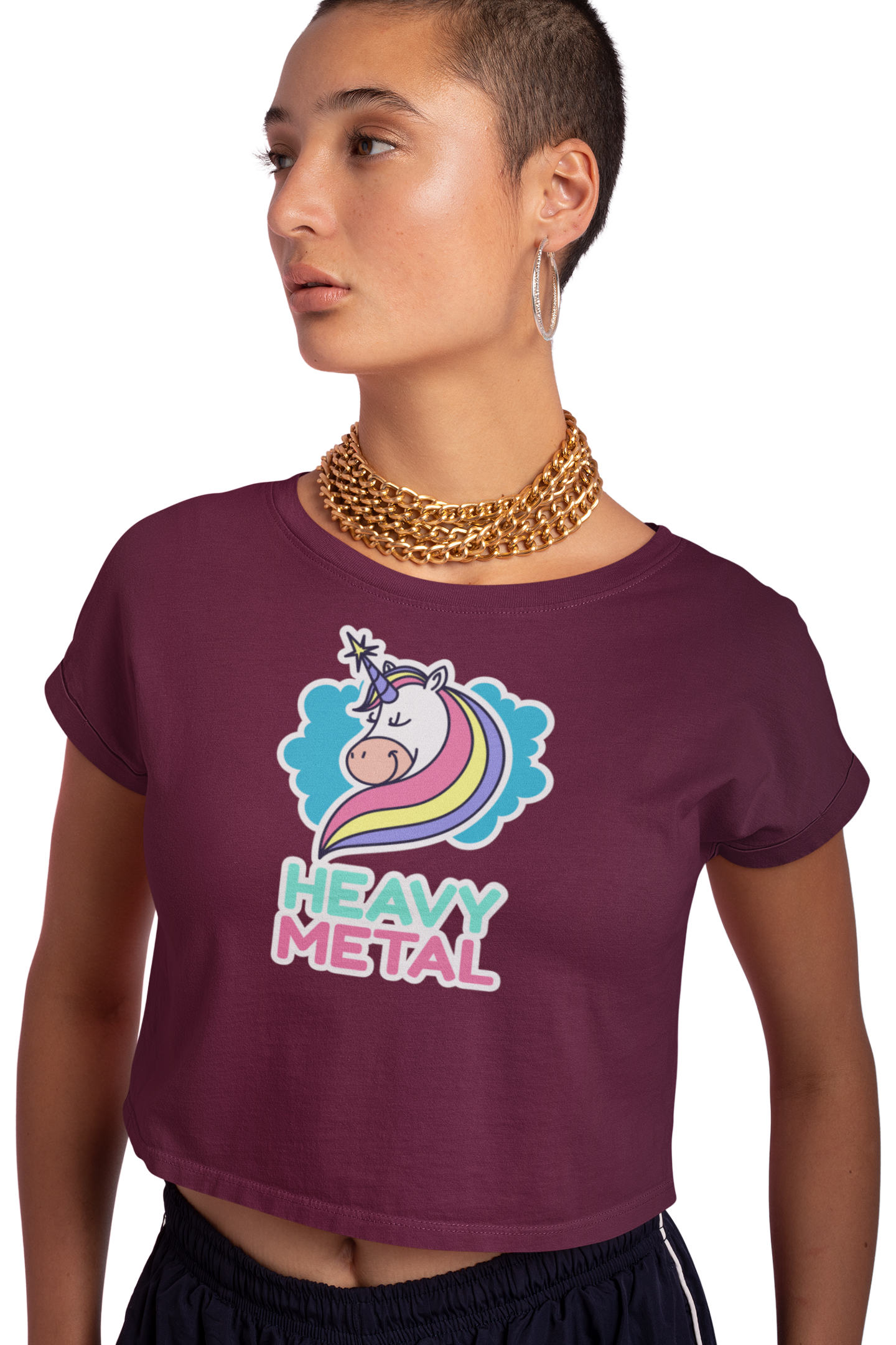 TNH - Women's Crop Top Unicorn Heavy Metal