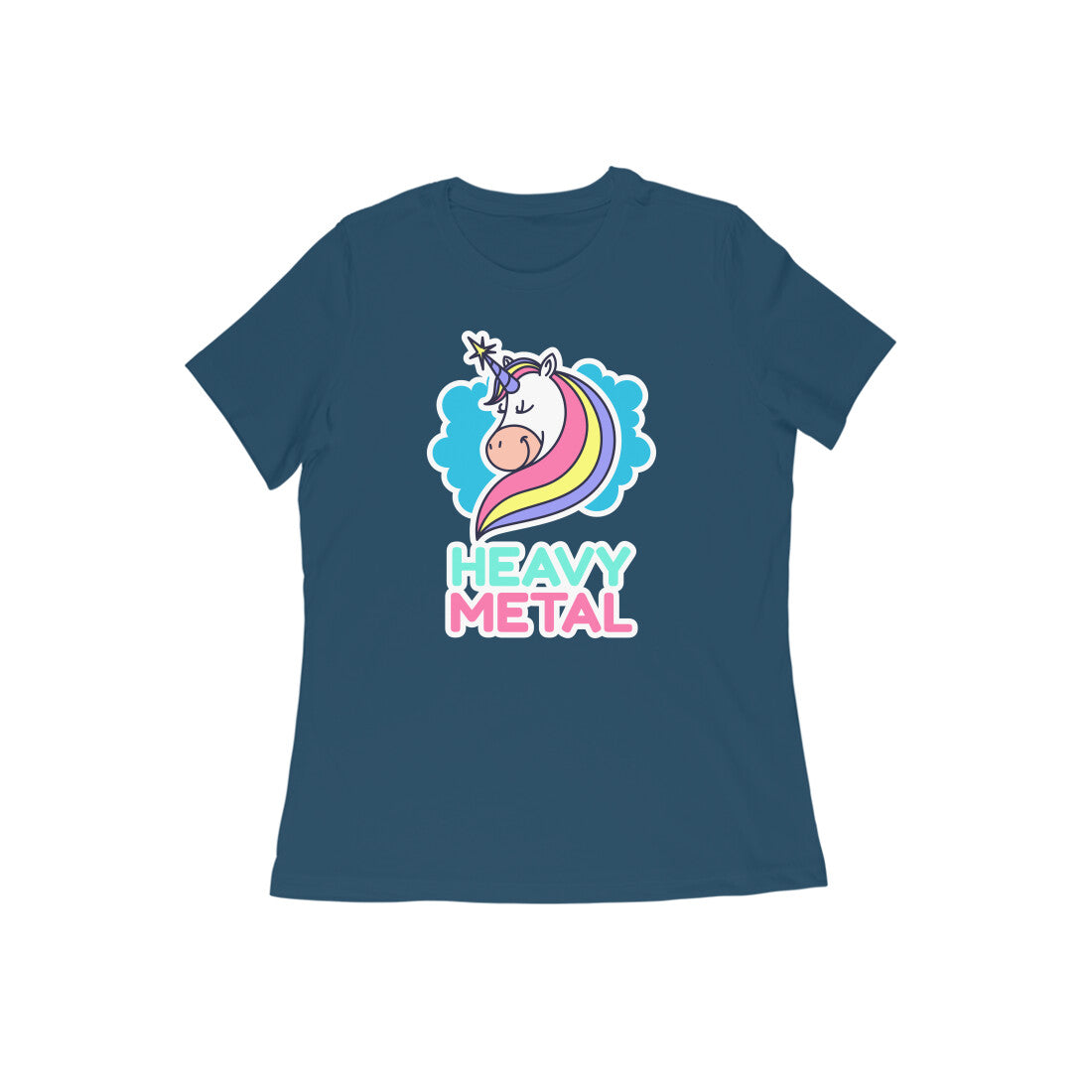 TNH - Women's Round Neck Tshirt - Unicorn Heavy Metal