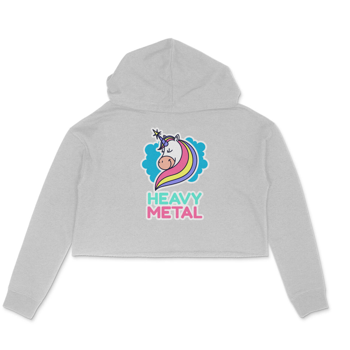 TNH - Women's Crop Hoodie - Unicorn Heavy Metal