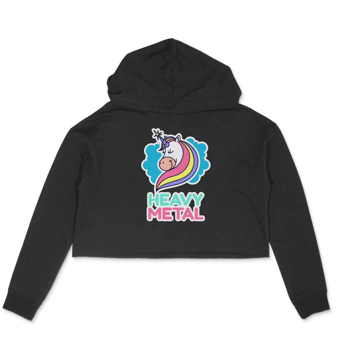 TNH - Women's Crop Hoodie - Unicorn Heavy Metal