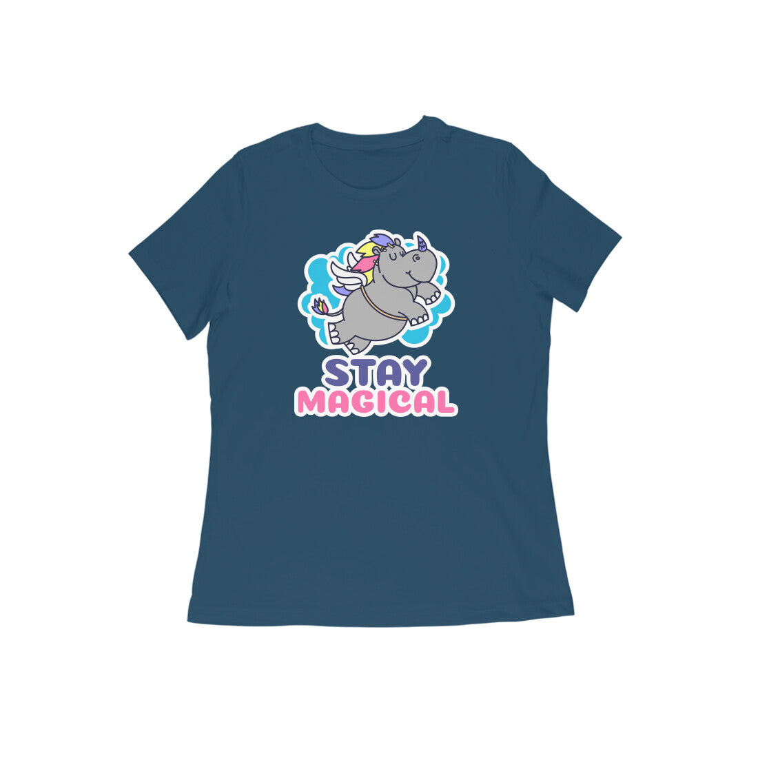 TNH - Women's Round Neck Tshirt - Rhinocorn Stay Magical
