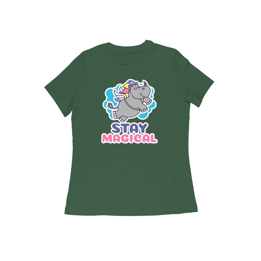 TNH - Women's Round Neck Tshirt - Rhinocorn Stay Magical