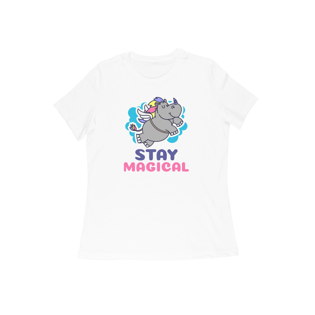 TNH - Women's Round Neck Tshirt - Rhinocorn Stay Magical