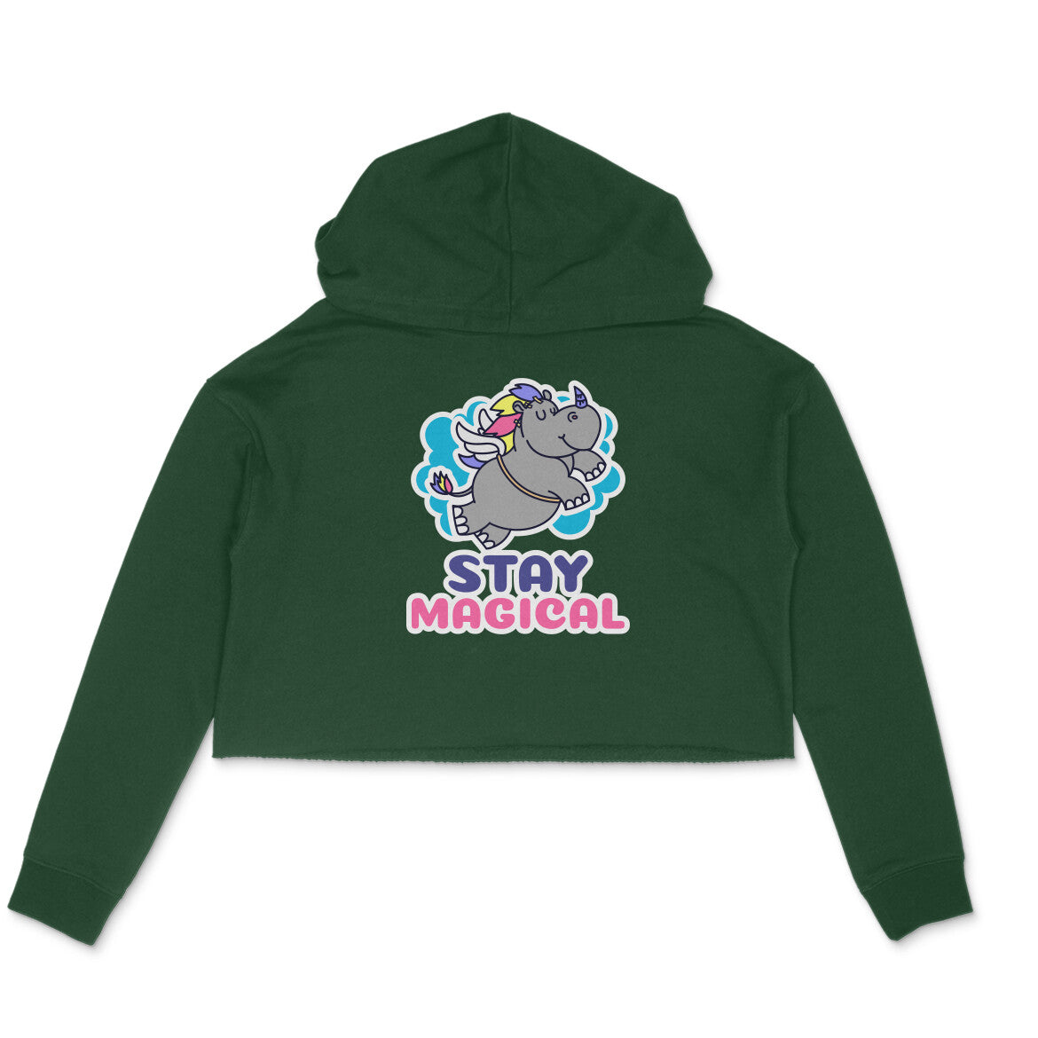 TNH - Women's Crop Hoodie - Rhinocorn Stay Magical