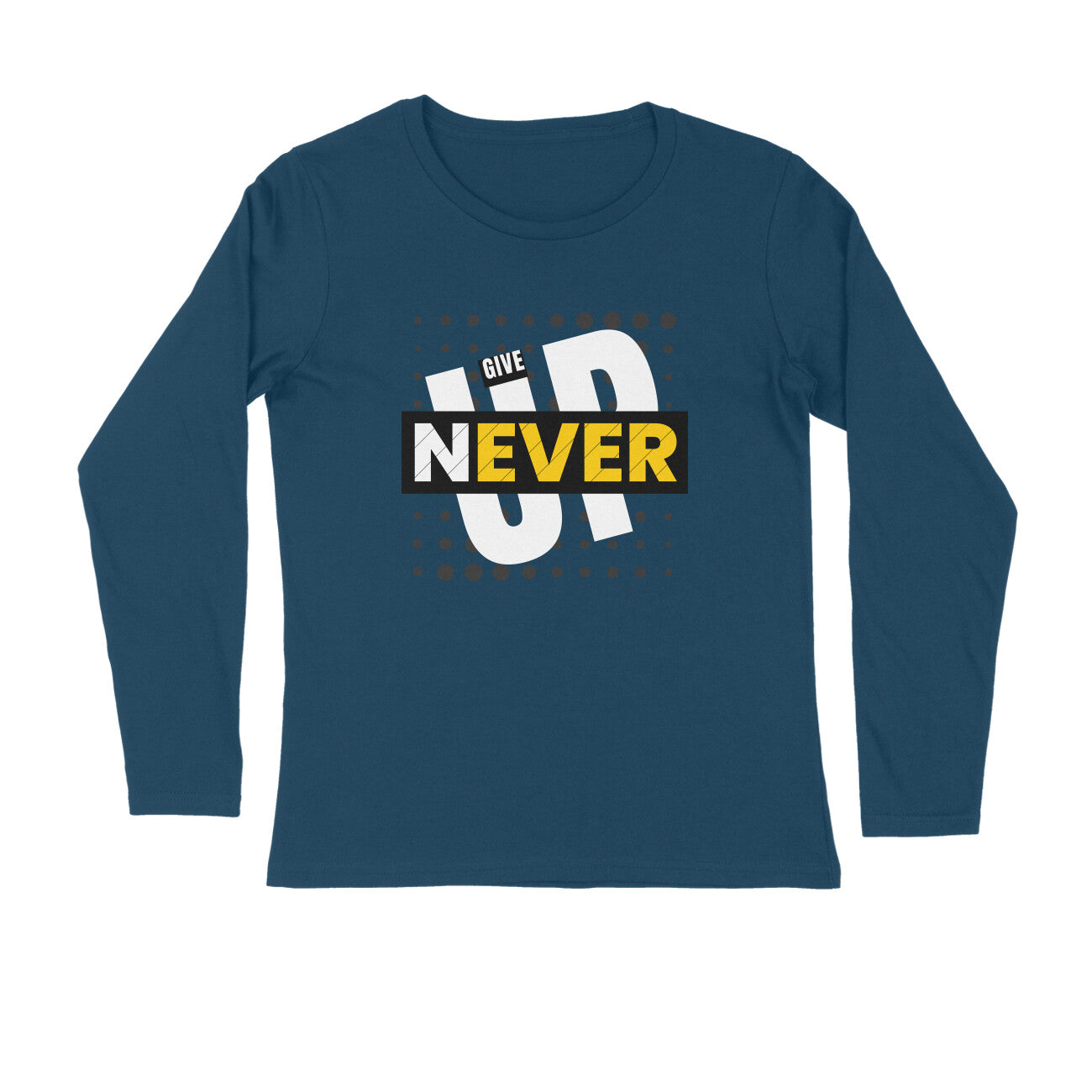 Never Give Up - Men's Navy Blue Full Sleeve T-shirt