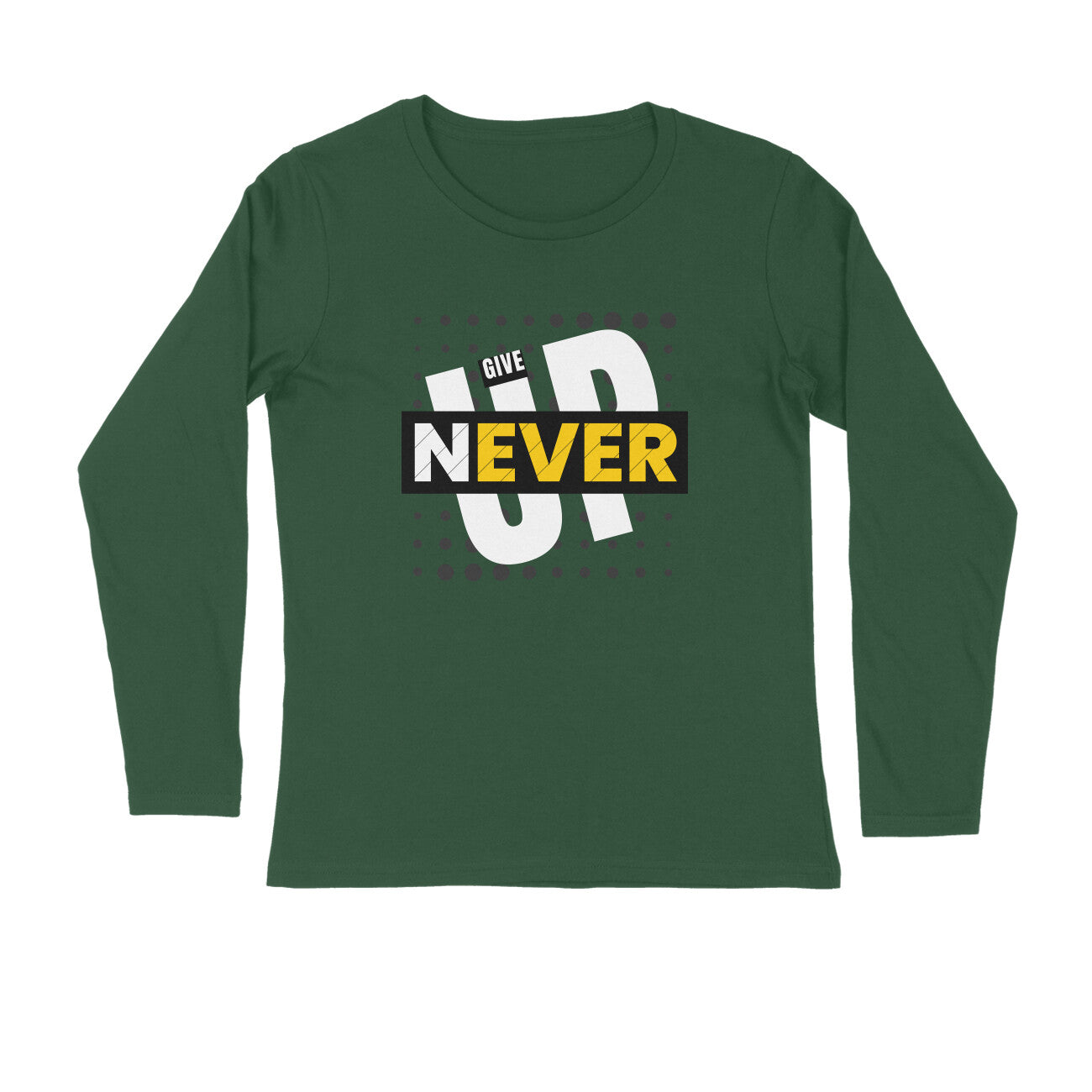 Never Give Up - Men's Olive Green Full Sleeve T-shirt