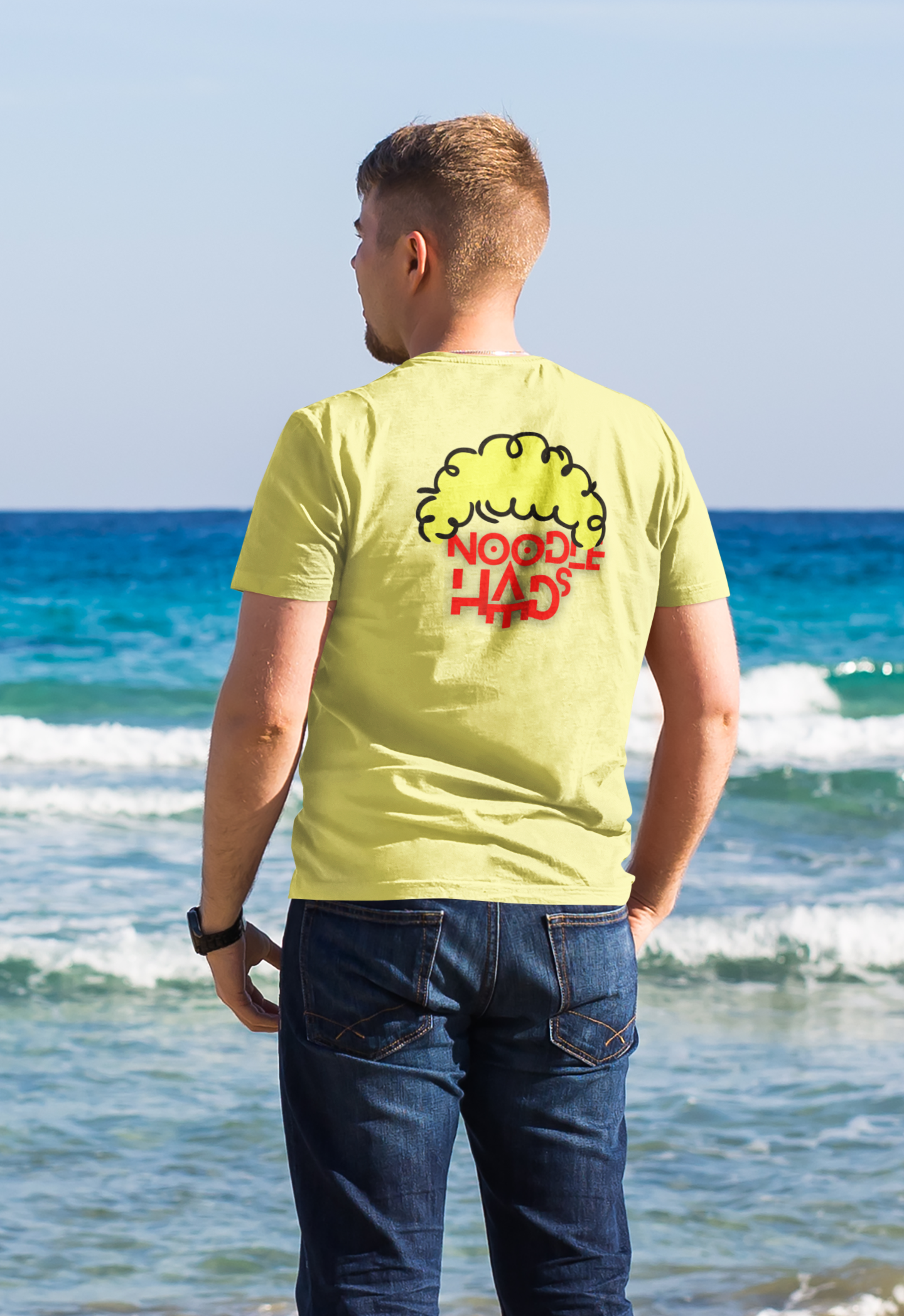 Butter Yellow Men's Tshirt - The Noodle Heads - Back Print