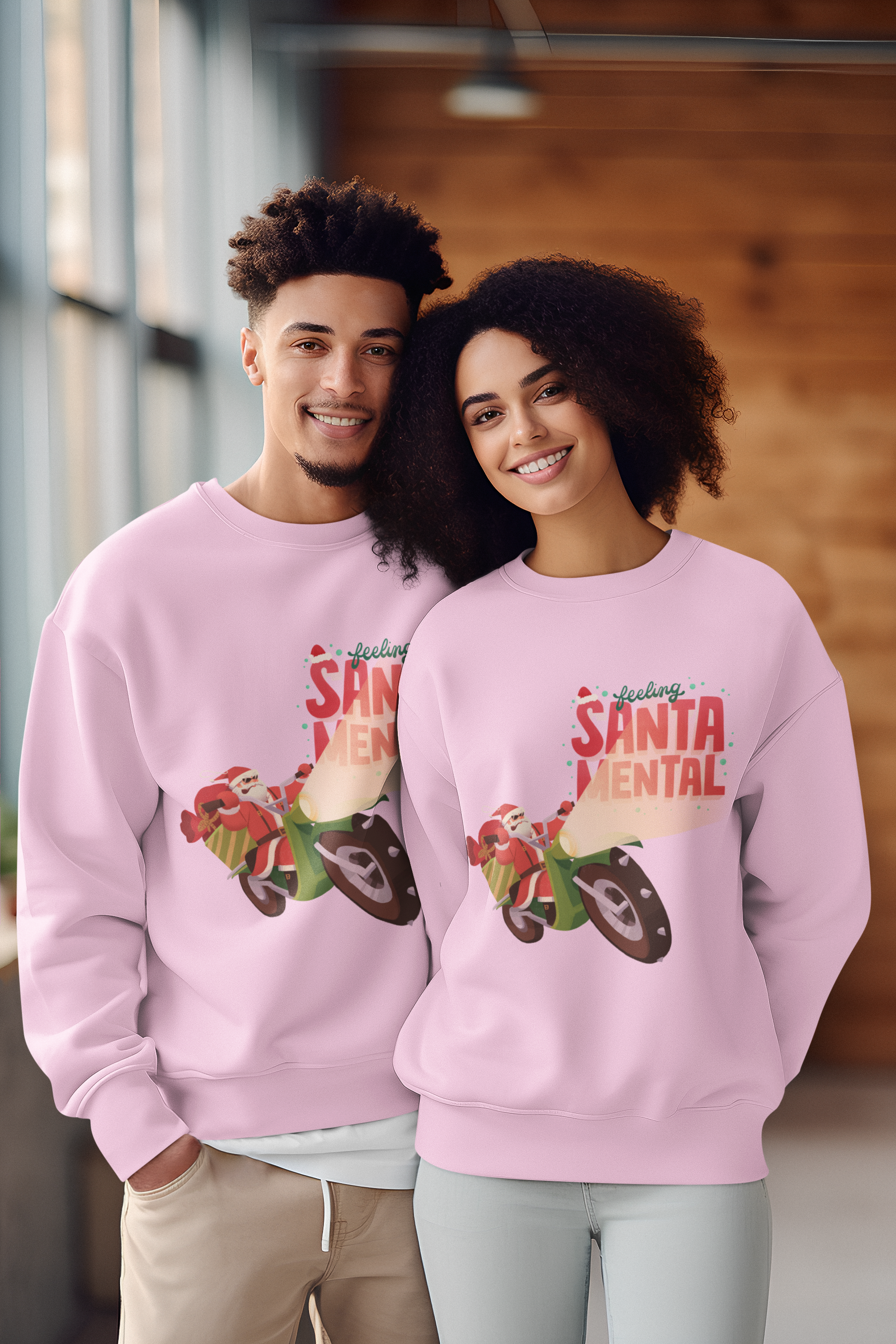 Santa Mental - Unisex Baby Pink Sweatshirt