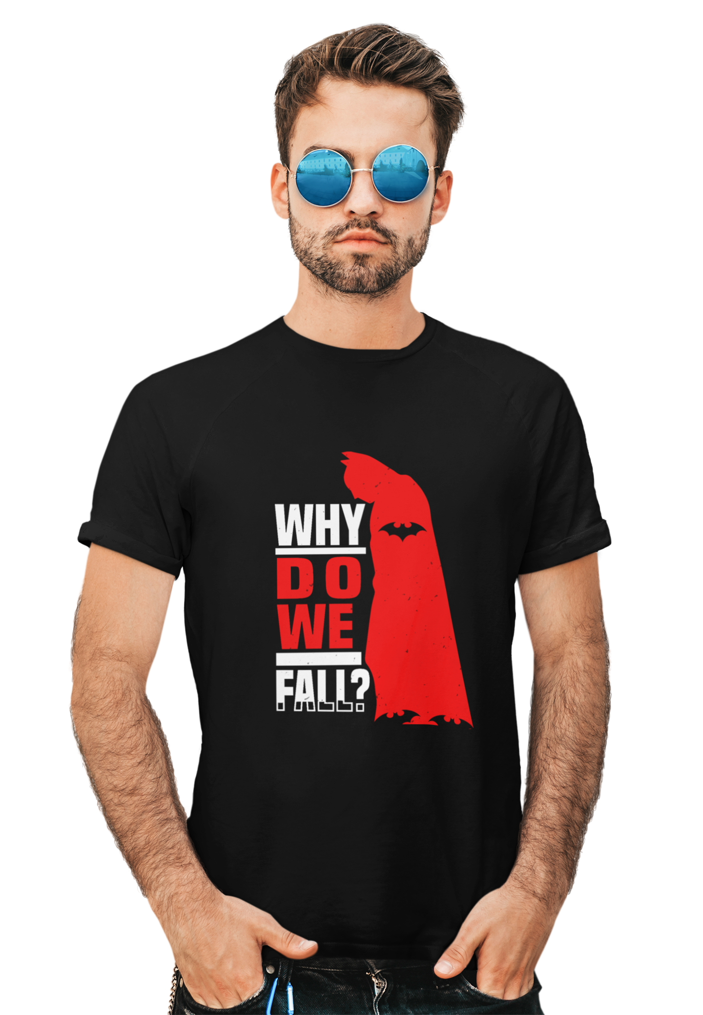 TNH - Men's Round Neck Tshirt - Batman - Why Do We Fall ?
